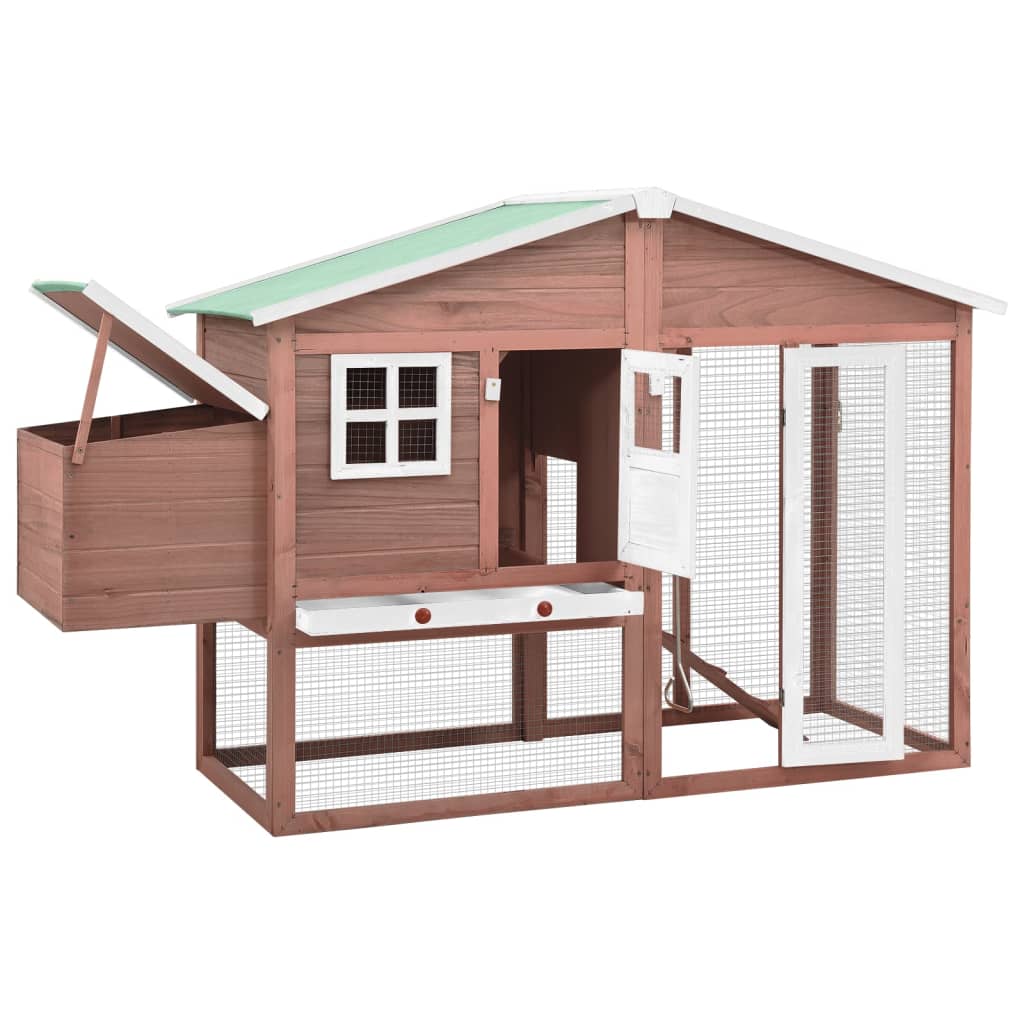 Vidaxl Chicken Coop med boet Box Solid Vurenhout Mokka och White