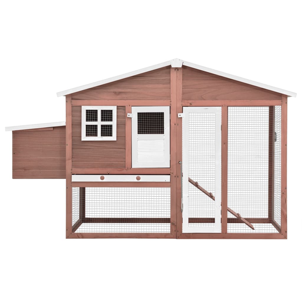 Vidaxl Chicken Coop med boet Box Solid Vurenhout Mokka och White