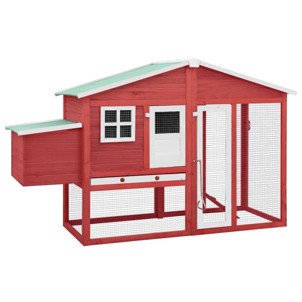 Vidaxl Chicken Coop con Nest Box Solid Pine Red and White