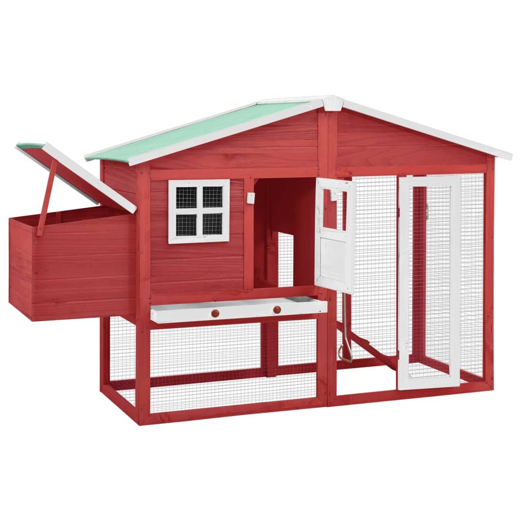 Vidaxl Chicken Coop with Nest Box Pine sólido rojo y blanco