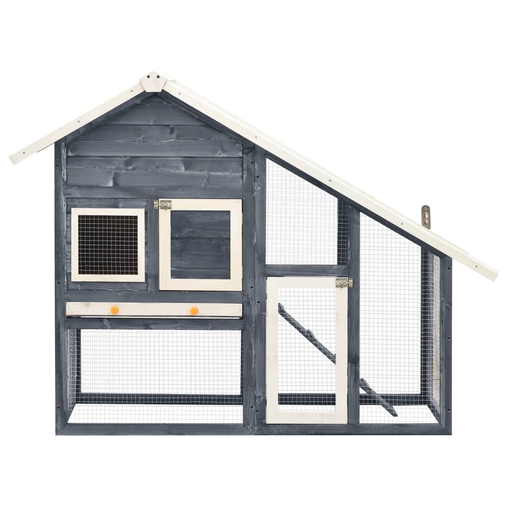 Vidaxl Rabbit Hutch 140x63x120 cm Solid furugrå og hvit