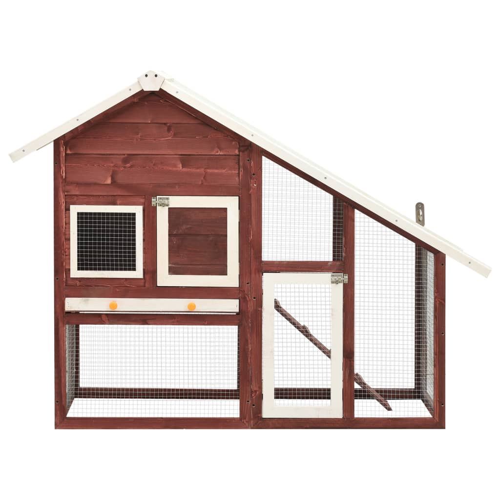 Vidaxl Rabbit Hutch 140x63x120 cm Vurenhout solide mokka et blanc