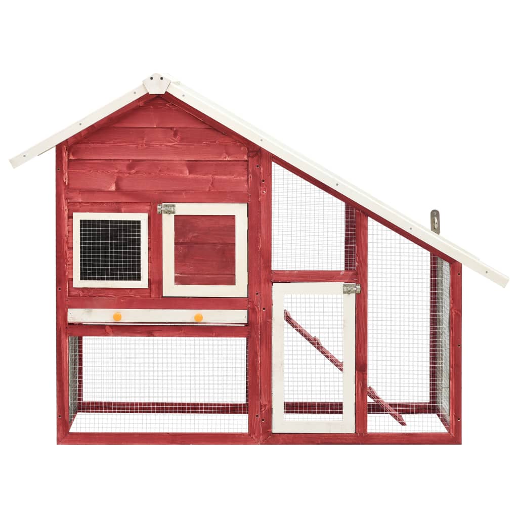 Vidaxl Rabbit Hutch 140x63x120 cm Solid fyrretræ rød og hvid