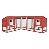 Vidaxl Rabbit Hutch för utanför med Ren Solid Vurenhout Red and White