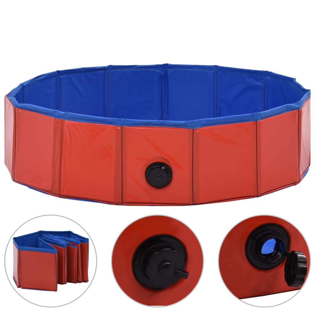 Vidaxl Dog Swimming Pool Sammenfoldelig 80x20 cm PVC Rød