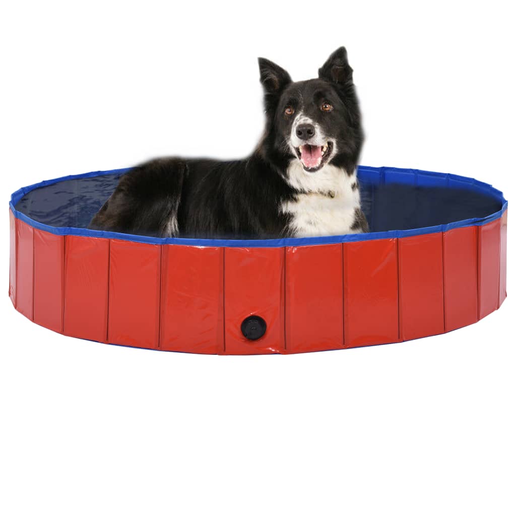 Vidaxl Dog Swimming Pool Sammenfoldelig 160x30 cm PVC Rød