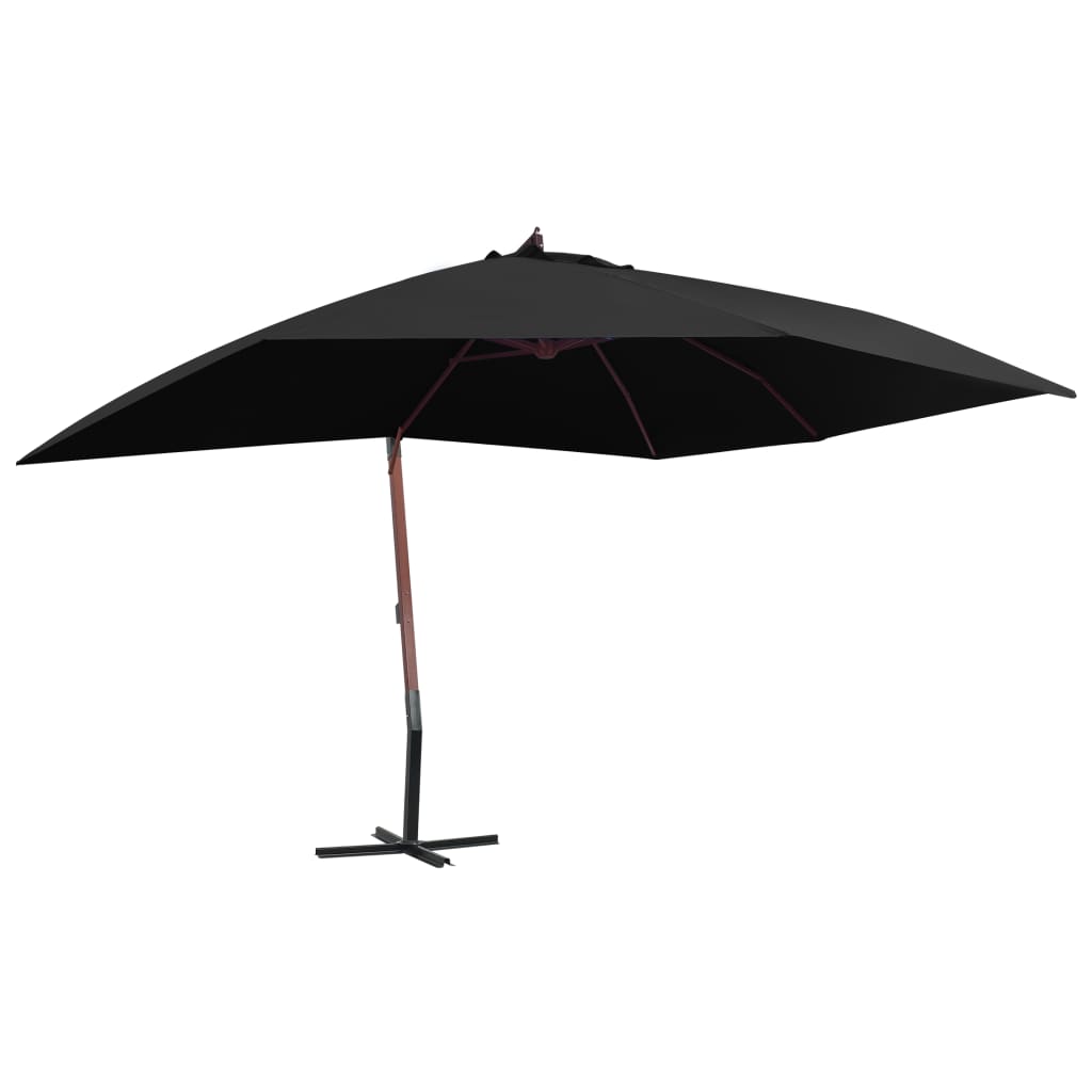 Parasol flottant vidaxl avec poteau en bois 400x300 cm noir