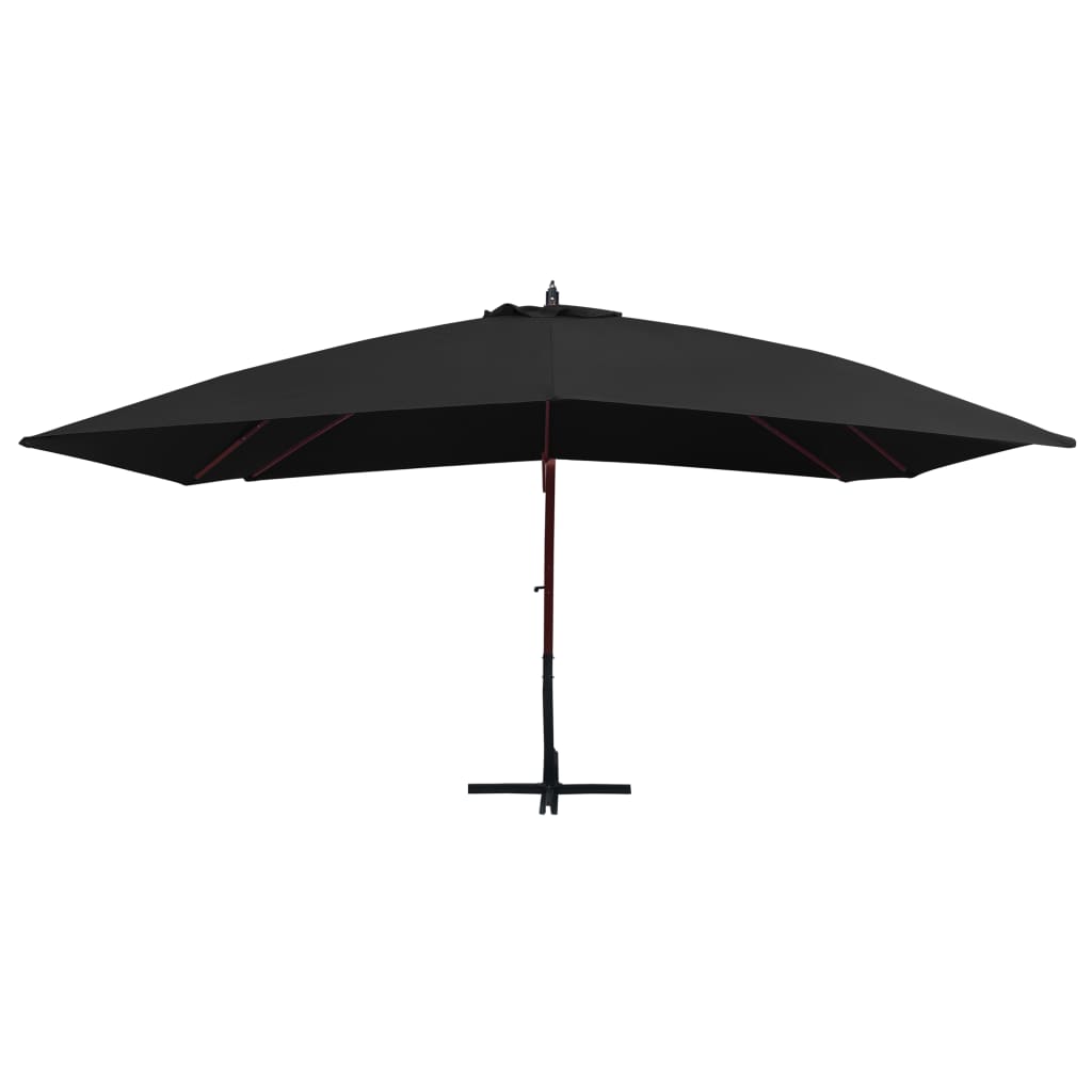 Parasol flottant vidaxl avec poteau en bois 400x300 cm noir