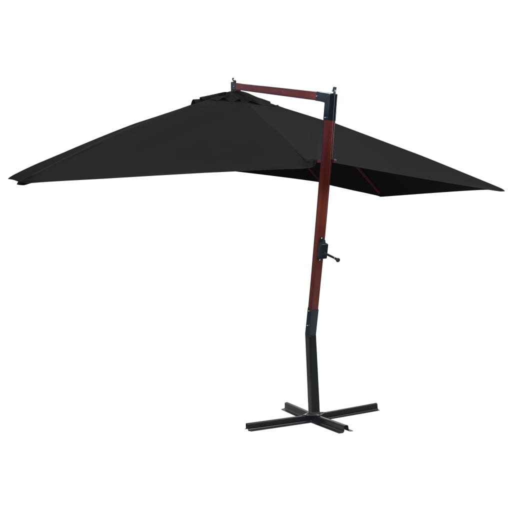 Vidaxl Flydende parasol med træpol 400x300 cm sort