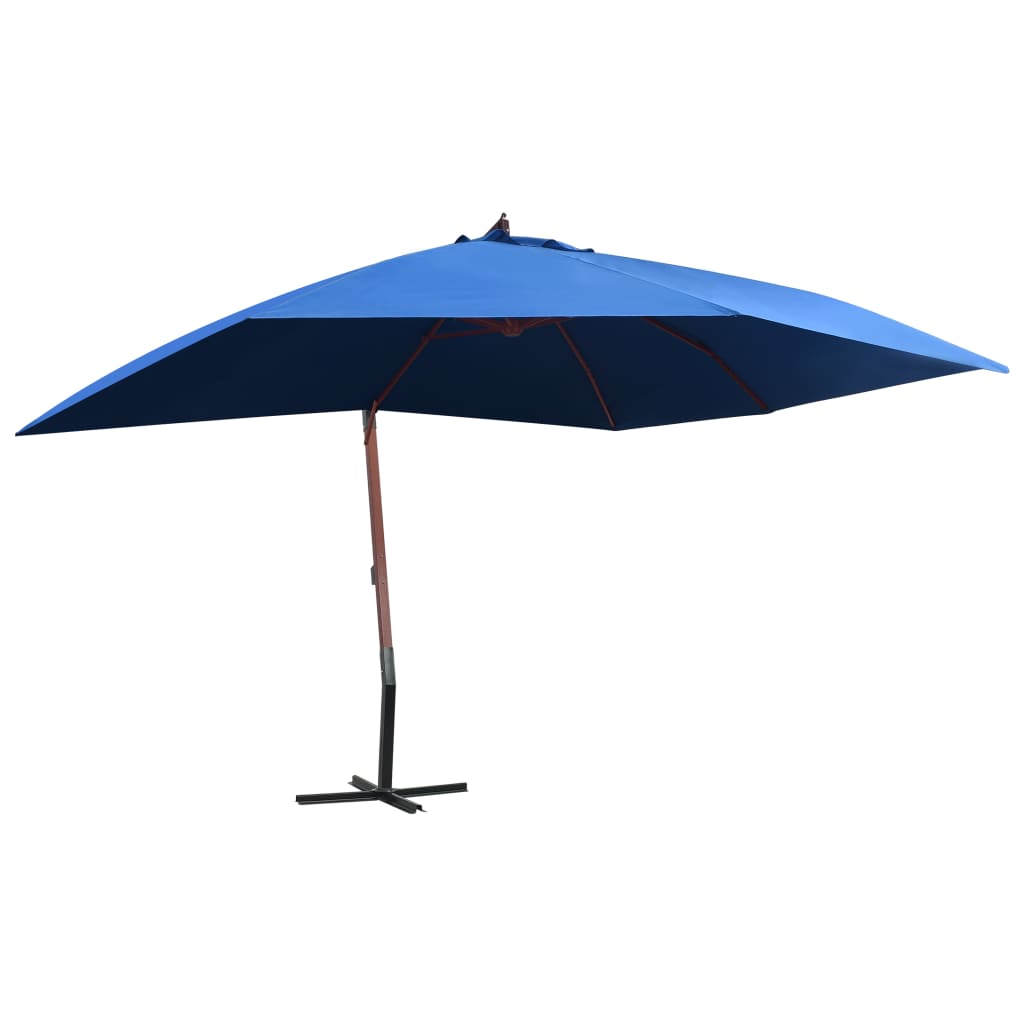 Vidaxl schwimmend Parasol mit Holzstange 400x300 cm blau