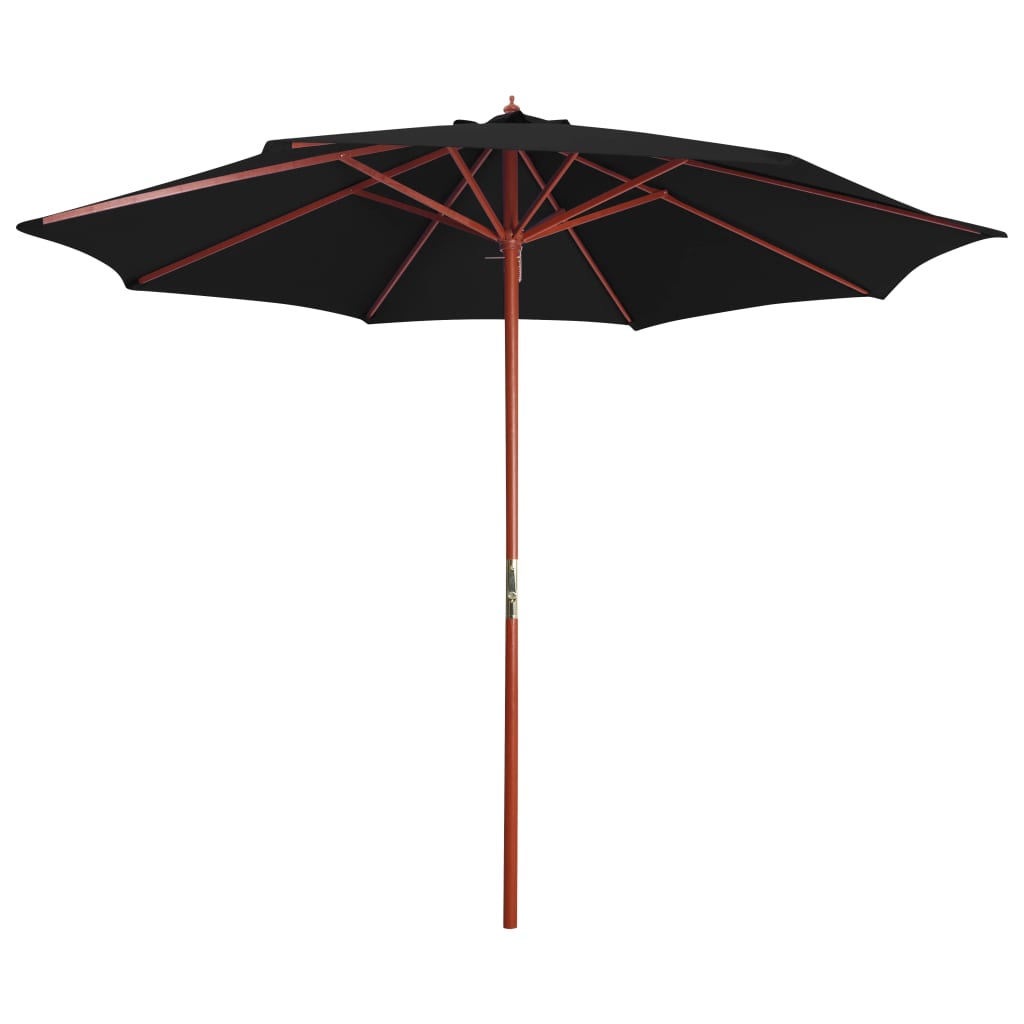 Vidaxl -parasol med trepol 300x258 cm svart