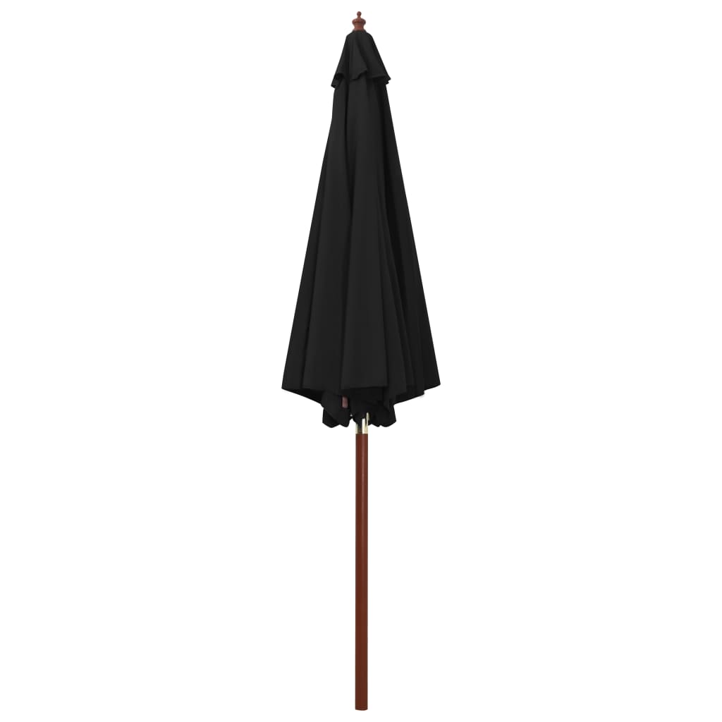 Vidaxl Parasol with wooden pole 300x258 cm black