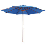 Vidaxl -parasol med træpol 300x258 cm blå