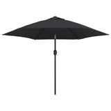 Vidaxl Parasol z metalowym biegunem 300 cm czarnym