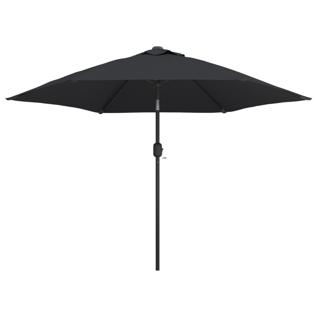 Vidaxl -parasol med LED -belysning och stålstång 300 cm svart