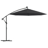 Parasol flotante de Vidaxl con LED y polo de acero de 300 cm negro