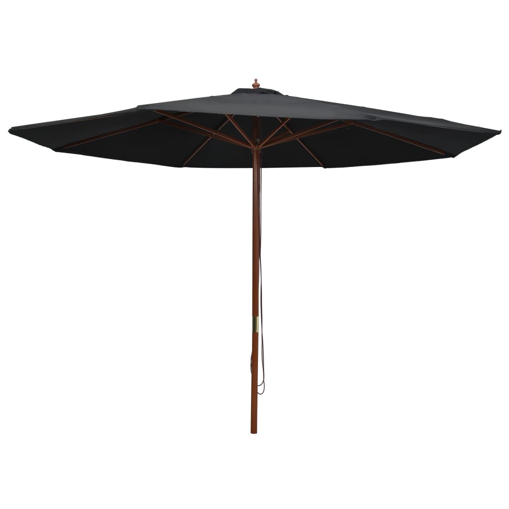 Vidaxl -parasol med træpol 350 cm sort