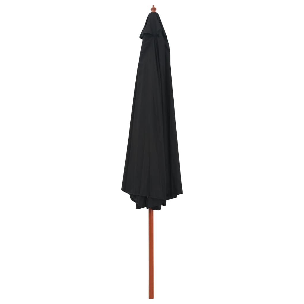 Vidaxl Parasol with wooden pole 350 cm black