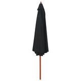 Parasol Vidaxl con poste de madera 350 cm negro