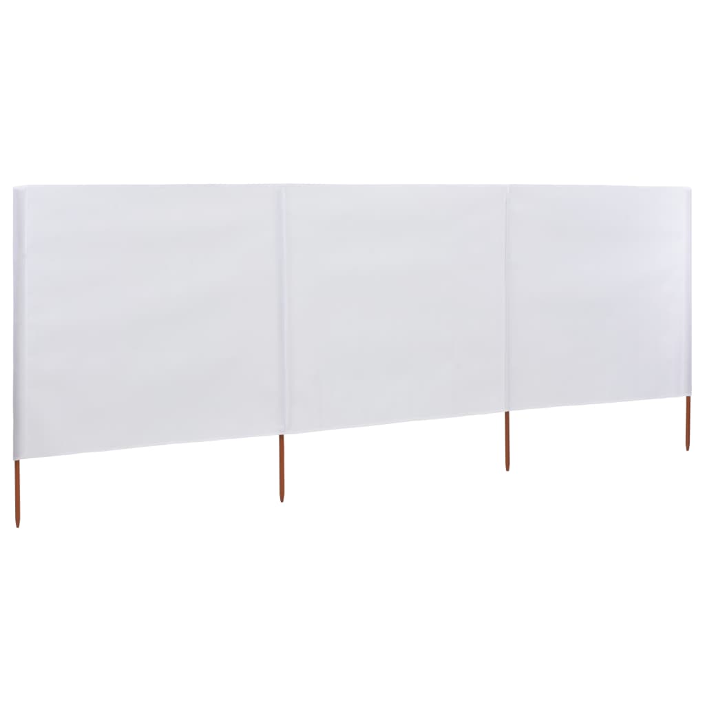 Pare-brise Vidaxl 3 panneaux 400x80 cm Sable de tissu blanc