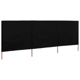 VidaXL Windshield 3 panels 400x80 cm Fabric Black