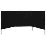 VidaXL Windshield 3 panels 400x80 cm Fabric Black