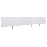 Pare-brise Vidaxl 5 panneaux 600x80 cm Sable de tissu blanc