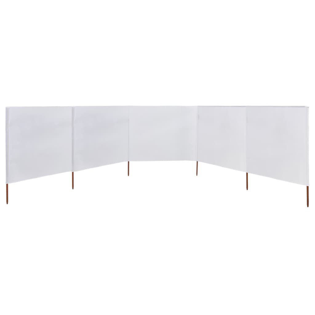 Pare-brise Vidaxl 5 panneaux 600x80 cm Sable de tissu blanc