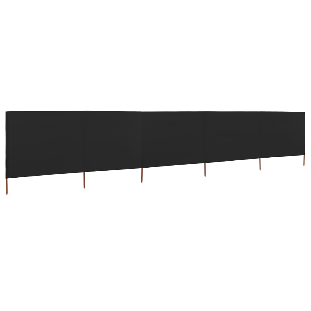 Pare-brise Vidaxl 5 panneaux 600x80 cm tissu noir