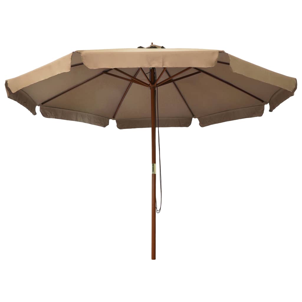 Vidaxl parasol avec poteau en bois 330 cm taupe