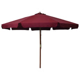 Vidaxl -parasol med trepol 330 cm Bordeaux rød