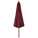 Vidaxl -parasol med trepol 330 cm Bordeaux rød