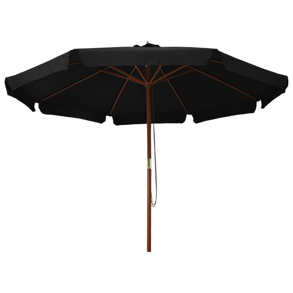 Parasol Vidaxl con poste de madera 330 cm negro