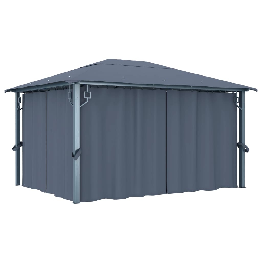 Vidaxl Arbor med gardin 400x300 cm aluminium Antracitt