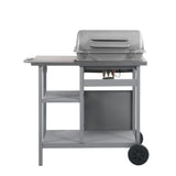 Vidaxl Gasbarbecue with 3-layer side table black and silver colored