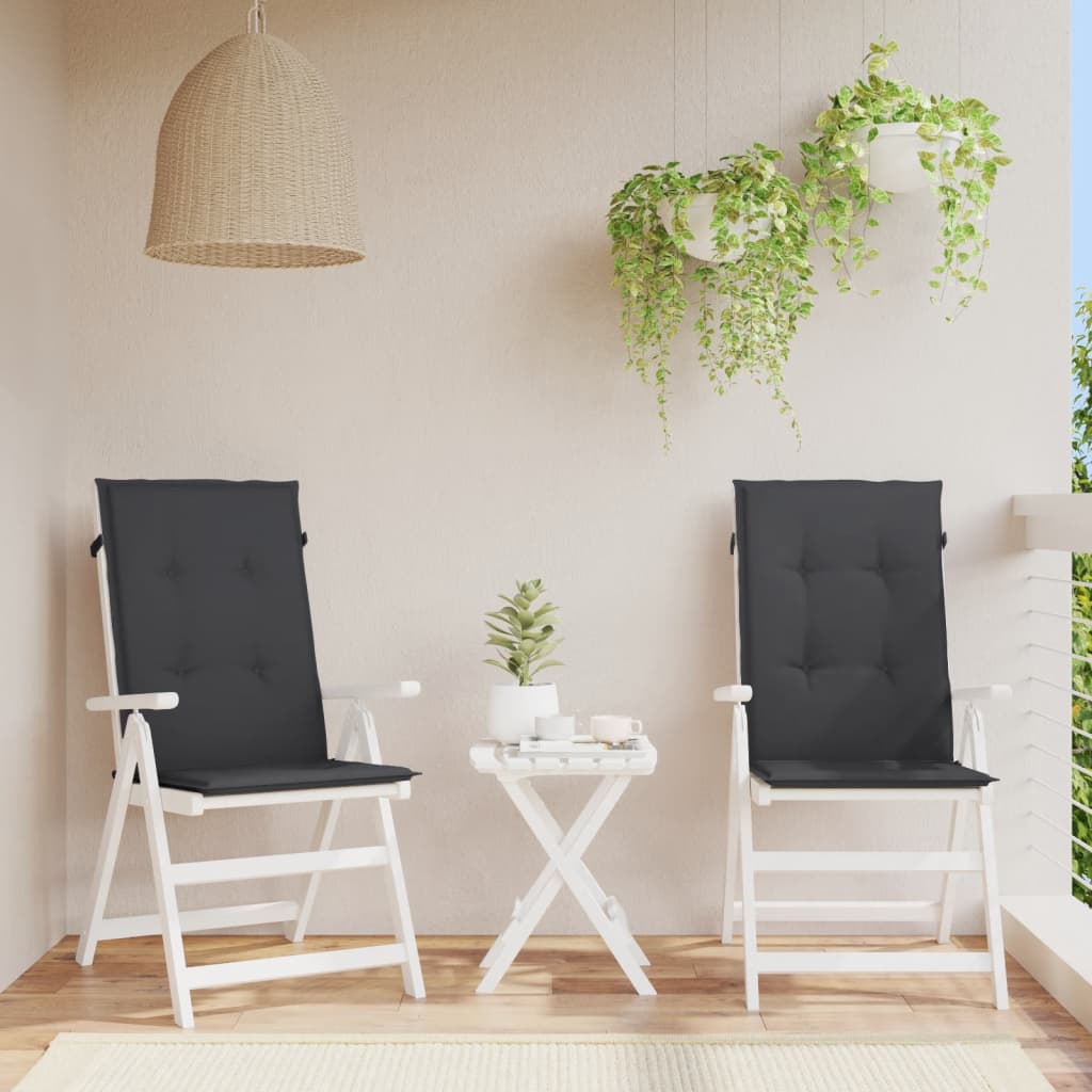 Vidaxl Garden Chair Puter 2 St High Back 120x50x3 cm stoff svart