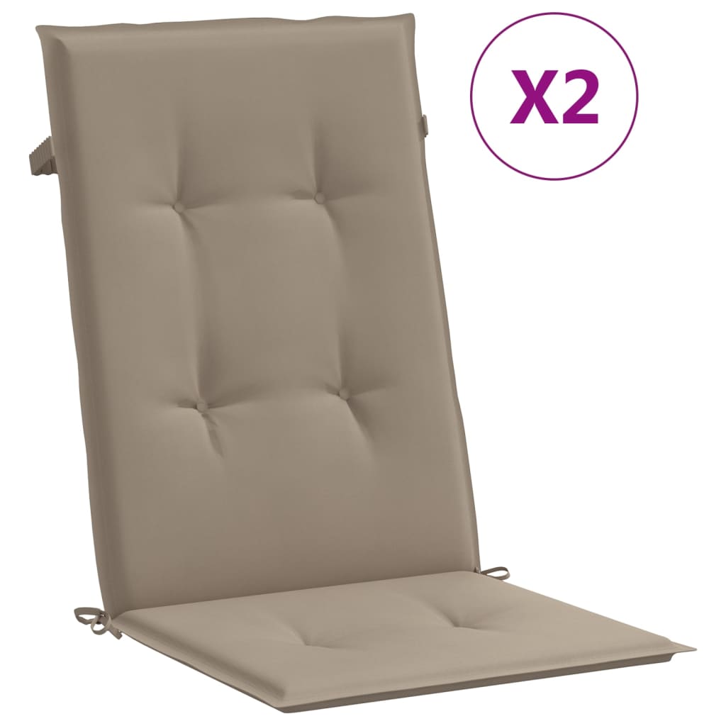 Vidaxl Garden Chair Puter 2 St High Back 120x50x3 cm stoff taupe