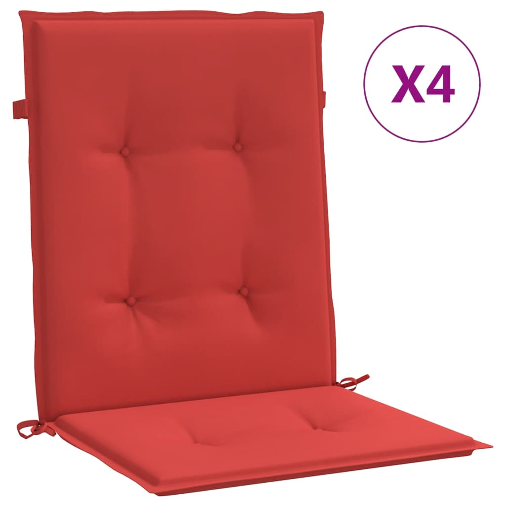 Cuscini da giardino Vidaxl Bassa indietro 4 PC 100x50x3 cm tessuto rosso rosso