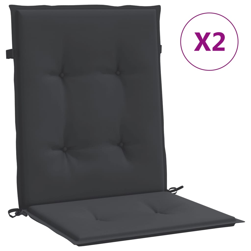 Vidaxl Garden Chair Puter Low Back 2 St 100x50x3 cm Oxford Fabric Black