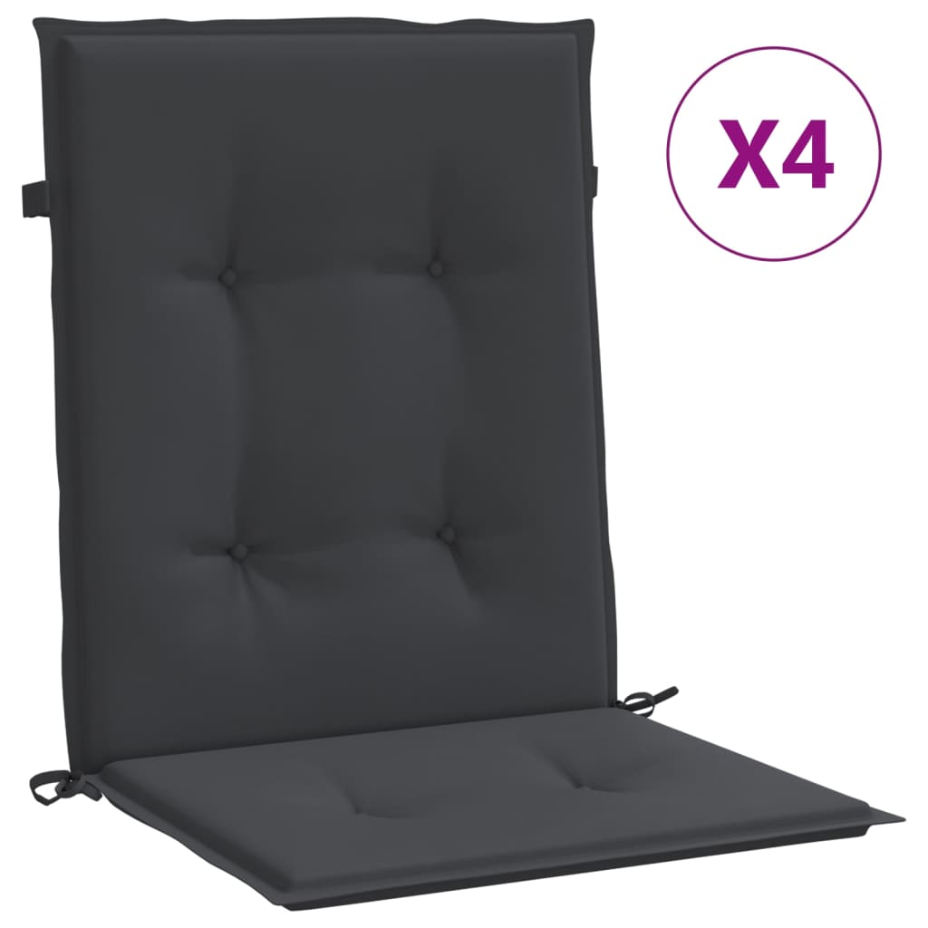 Vidaxl Garden Chair Puter Low Back 4 PCS 100x50x3 cm Oxford Fabric Black