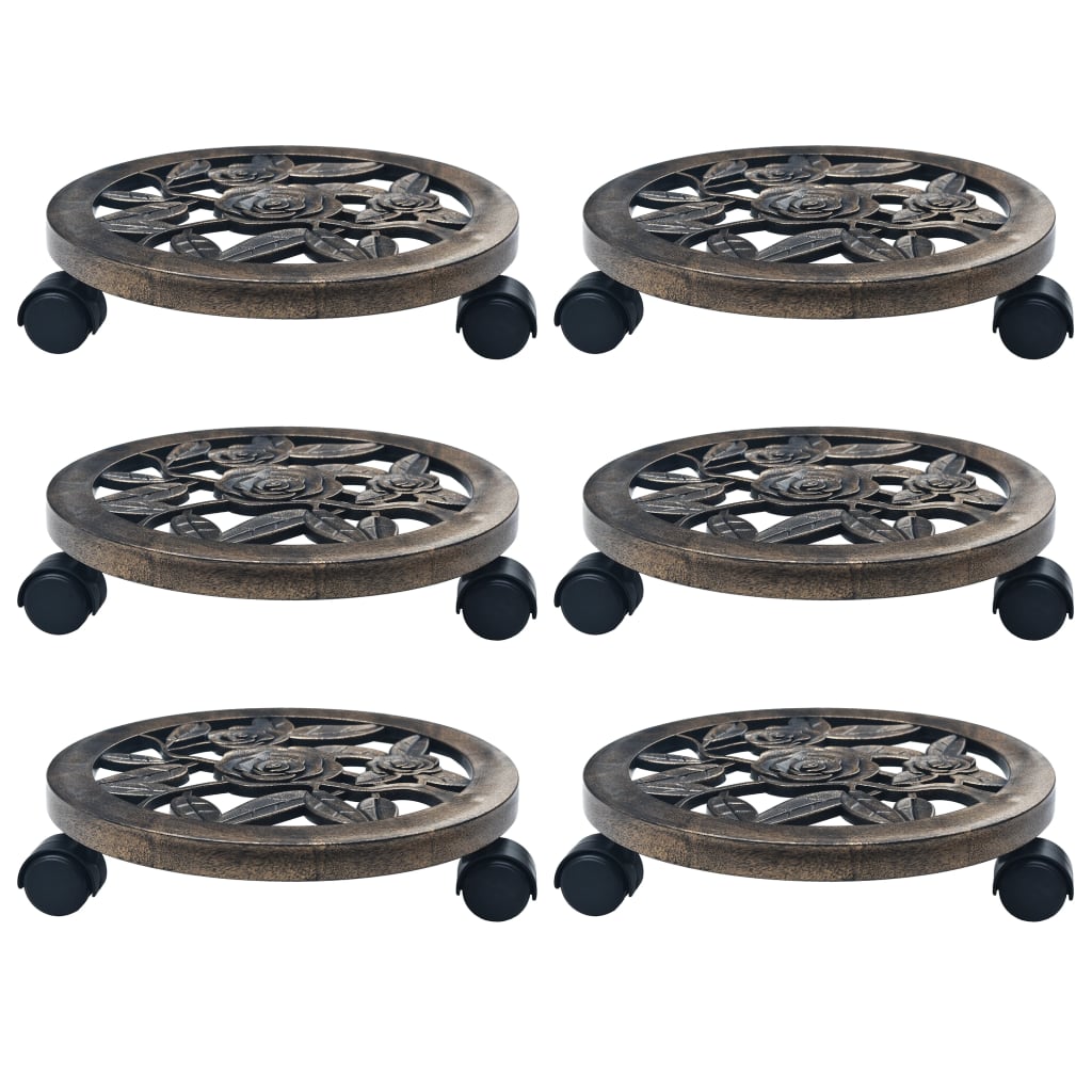 Vidaxl Plant trolleys 6 pcs 30 cm plastic bronze colored