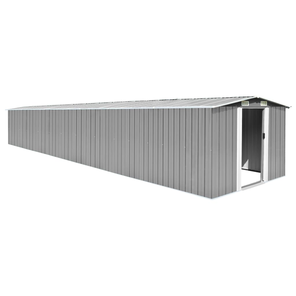 Vidaxl Gaart Shed 257x779x181 cm Galvaniséiert Stol Grey