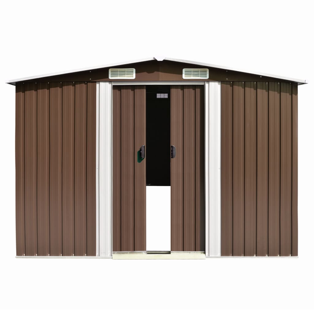 Vidaxl Garden Shed 257x990x181 cm ocynkowana stalowa brąz