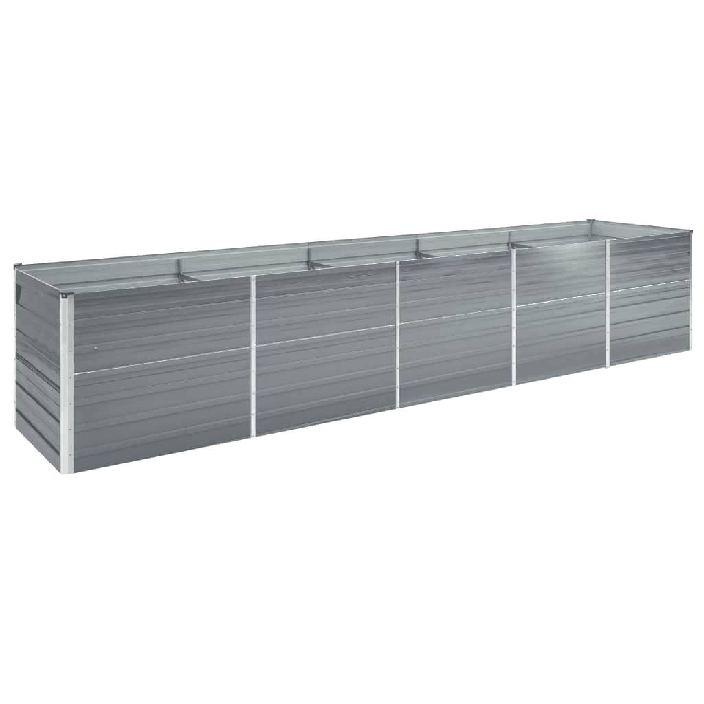 Vidaxl Planungskëscht erhéicht 400x80x45 cm galvaniséiert Stol Grey