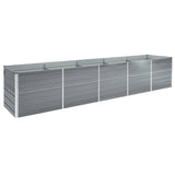 Vidaxl Planungskëscht erhéicht 400x80x45 cm galvaniséiert Stol Grey