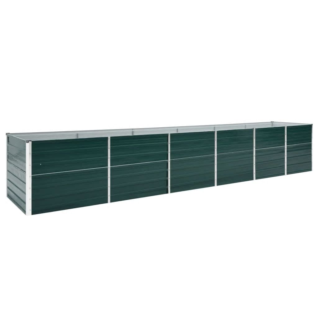 Vidaxl Planning Box elevada 480x80x77 cm de acero galvanizado verde