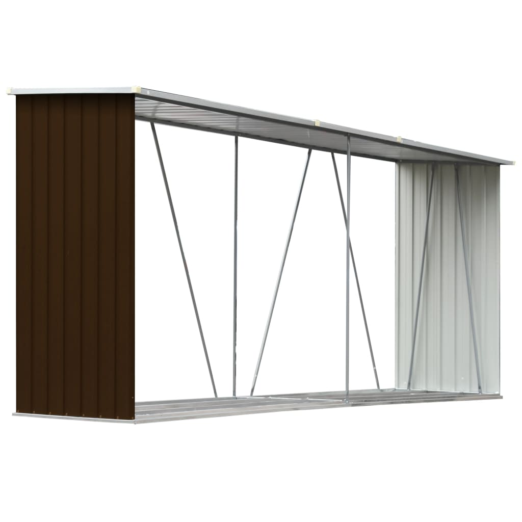 Vidaxl vedbod 330x84x152 cm galvanisert stålbrun