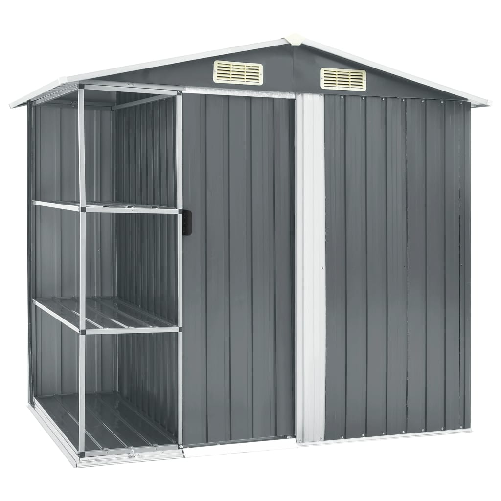 Vidaxl Garden Shed with Rack 205x130x183 cm jerngrå