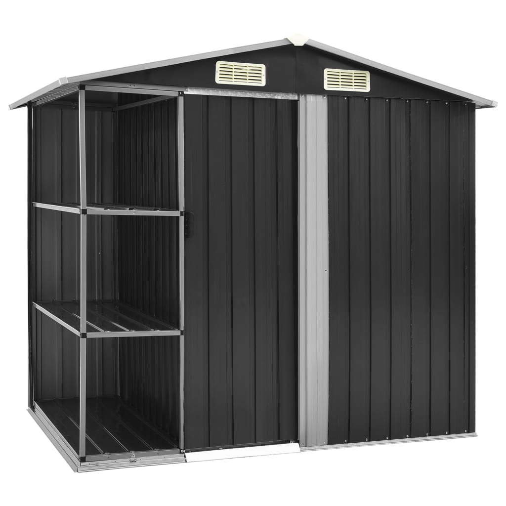 Vidaxl Garden Shed With Rack 205x130x183 cm jern Antracite