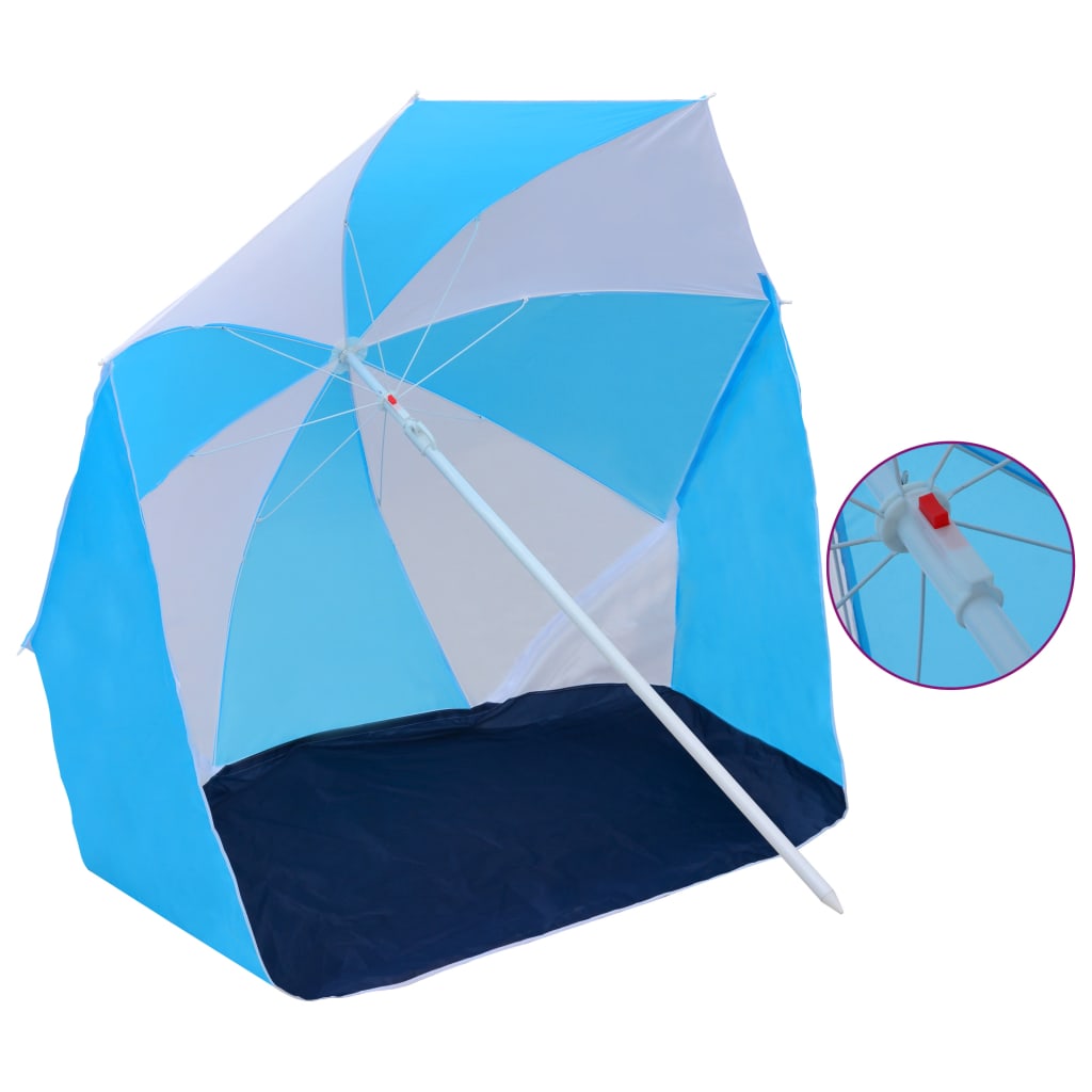 Vidaxl StrandParasol -Tent 180 cm tissu bleu et blanc